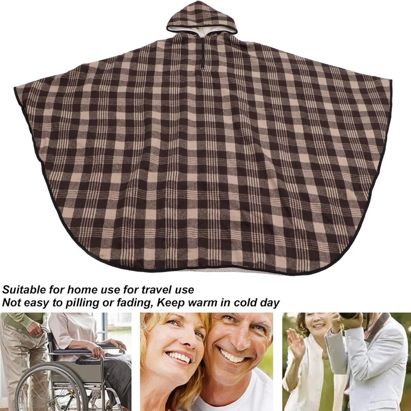 woobles Wheelchair Hooded Shawl Thicken Double Layer Fabric Keep Warm Half Blanket for Winter Use - Image 3